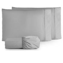 Jogo de Lençol Liso Solteiro 3 Peças 180 Fios Algodão Cinza Jogo de Lençol Liso Solteiro 3 Peças 180 Fios Algodão Cinza
