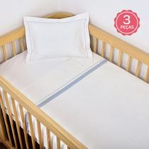 Jogo de Lençol Loupiot Nature Azul Premium para Bebê Jogo de Lençol Loupiot Nature Azul Premium para Bebê