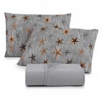 Jogo de Lençol Luar Queen Malha 100% Algodão Estampado Maré Estrelas Cinza Jogo de Lençol Luar Queen Malha 100% Algodão Estampado Maré Estrelas Cinza