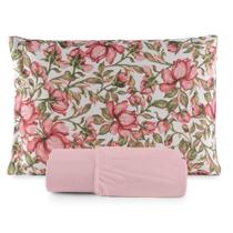 Jogo De Lençol Luar Solteiro 2 Peças Malha 100% Algodão Estampado Rose Floral