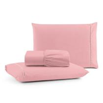 Jogo De Lençol Luiza Casal 3 Pçs 100% Algodão 180 Fios Ponto Palito - Rosa Jogo De Lençol Luiza Casal 3 Pçs 100% Algodão 180 Fios Ponto Palito - Rosa