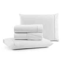 Jogo De Lençol Luiza Casal 4 Pçs 100% Algodão 180 Fios Ponto Palito - Branco Jogo De Lençol Luiza Casal 4 Pçs 100% Algodão 180 Fios Ponto Palito - Branco