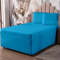 Jogo de Lençol Luva Casal Conjugada Veste Colchão e Box Malha 3 Peças