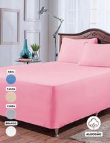 Jogo de Lençol Luva Conjugado QUEEN 3 Peças Algodão Percal 200 fios para Cama Box Dispensa Saia