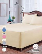 Jogo de Lençol Luva Conjugado Solteiro 2 Peças Algodão Percal 200 fios para Cama Box Dispensa Saia