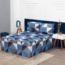 Jogo de Lençol Luva King Conjugada Colchão e Box Malha Estampada 3 Peças