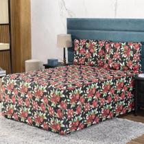 Jogo De Lençol Luva Queen Conjugada Colchão E Box Malha 3P