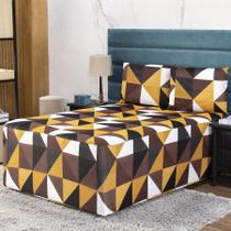 Jogo De Lençol Luva Queen Conjugada Colchão E Box Malha 3P