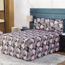 Jogo De Lençol Luva Queen Conjugada Colchão E Box Malha 3P