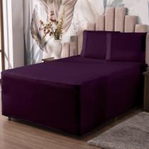 Jogo De Lençol Luva Queen Conjugada Colchão E Box Malha 3P