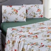 Jogo De Lençol Mabele Queen 4 Peças Micro Percal 400 Fios Estampado Floral - Verde Jogo De Lençol Mabele Queen 4 Peças Micro Percal 400 Fios Estampado Floral - Verde