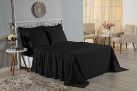 Jogo De Lençol Malha Algodão King Size 4 Peças Preto