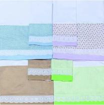 Jogo de Lençol Malha Para Berço 03 Peças - Diversas Cores