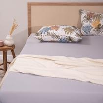 Jogo De Lençol Micro Percal Santista 3 Pçs Queen New Cinza Florido