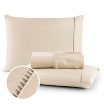 Jogo de Lençol Micropercal 400 fios Queen 03 Peças Ponto palito