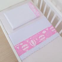 Jogo de Lençol Mini Berço 3 peças Balão Rosa Jogo de Lençol Mini Berço 3 peças Balão Rosa