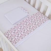 Jogo de Lençol Mini Berço 3 peças Bandeirola Rosa