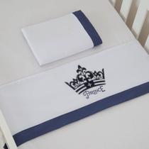Jogo de Lençol Mini Berço 3 peças Prince Azul Marinho