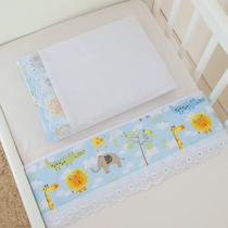 Jogo de Lençol Mini Berço 3 peças Safari Azul