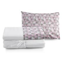 Jogo de Lençol Mini Cama 100% Algodão Branco Tri Moderno Jogo de Lençol Mini Cama 100% Algodão Branco Tri Moderno