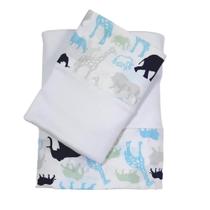 Jogo de Lençol Mini Cama 3 Peças Malha 100% Algodão Selva Branco Arrumadinho Enxovais