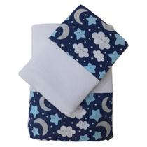 Jogo de Lençol Mini Cama Céu Marinho Branco Arrumadinho Enxovais Jogo de Lençol Mini Cama Céu Marinho Branco Arrumadinho Enxovais