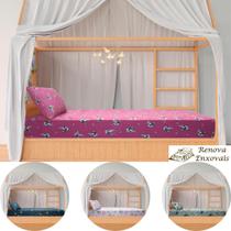 Jogo de Lençol Mini Cama Montessoriana em Malha com Elástico Roupa de Cama Antialérgico - 70% Algodão e 30% Poliéster - 70 cm x 1,50 cm x 15 cm