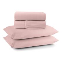 Jogo de Lençol Minimal Casal 4 Peças Malha 100% Algodão Liso - Rose Jogo de Lençol Minimal Casal 4 Peças Malha 100% Algodão Liso - Rose