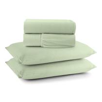 Jogo De Lençol Minimal Casal 4 Peças Malha 100% Algodão Liso Verde Jogo De Lençol Minimal Casal 4 Peças Malha 100% Algodão Liso Verde