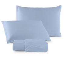 Jogo de Lençol Minimal King 3 Peças Malha 100% Algodão Liso - Azul Jogo de Lençol Minimal King 3 Peças Malha 100% Algodão Liso - Azul