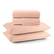 Jogo De Lençol Minimal Queen 4 Peças Malha 100% Algodão Liso Salmão Jogo De Lençol Minimal Queen 4 Peças Malha 100% Algodão Liso Salmão