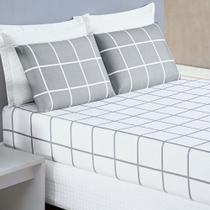 Jogo De Lençol Minimalista Casal Padrão 3 Peças Percal 200 Fios Quadriculado - Cinza Jogo De Lençol Minimalista Casal Padrão 3 Peças Percal 200 Fios Quadriculado - Cinza