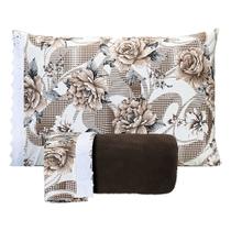 Jogo De Lençol Padrão Manta Soft Com Elástico 3 Peças - Flores Marrom Jogo De Lençol Padrão Manta Soft Com Elástico 3 Peças - Flores Marrom
