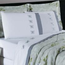 Jogo de Lençol Papillons Queen 04 Peças Cinza