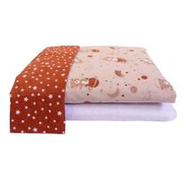 Jogo De Lençol Para Berço 03 Peças Urso Espaço Marrom Bublim