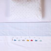 Jogo de Lençol para Berço Americano Bordado 100% Algodão c/ 3 peças Papi