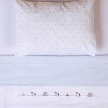 Jogo de Lençol para Berço Americano Bordado 100% Algodão c/ 3 peças Papi