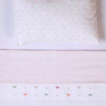 Jogo de Lençol para Berço Americano Bordado 100% Algodão c/ 3 peças Papi