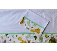 Jogo De Lençol Para Berço de Bebe 3 Peças Dinossauro Dino Verde