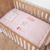 Jogo de Lençol para Berço Sorvetes Rosa 3 Peças