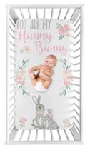 Jogo de Lençol para Berço Sweet Jojo Designs - Coleção Woodland Bunny Floral - Rosa e Cinza