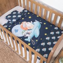 Jogo de Lençol para Berço Urso Aviador Marinho 3 Peças