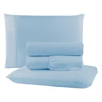 Jogo de Lençol para Cama King Microfibra 4Pç Azul Em Oferta