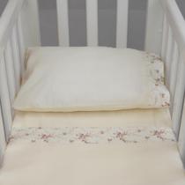 Jogo De Lençol Para Mini Berço 3 Peças Floral Rose