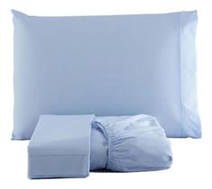Jogo De Lençol Percal 180 Fios Casal Queen 3 Peças Azul