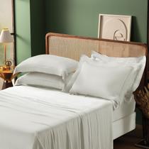 Jogo de Lençol Percal Cama Queen, 100% Bambu, Fibras Naturais, 4 Peças, 350 Fios Cor:Branco Jogo de Lençol Percal Cama Queen, 100% Bambu, Fibras Naturais, 4 Peças, 350 Fios Cor:Branco