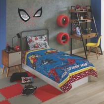 Jogo de Lençol Personagens Homem Aranha Solteiro Lepper 2 Peças Microfibra Azul