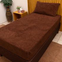 Jogo De Lençol Plush Solteiro 2 Peças Manta Soft Cama Box Felpudo COR:MARROM