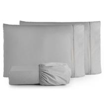 Jogo de lençol ponto palito casal padrão 03 peças percal 180 fios cinza Jogo de lençol ponto palito casal padrão 03 peças percal 180 fios cinza
