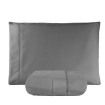 Jogo de lençol ponto palito casal queen 03 peças 400 fios cinza Jogo de lençol ponto palito casal queen 03 peças 400 fios cinza